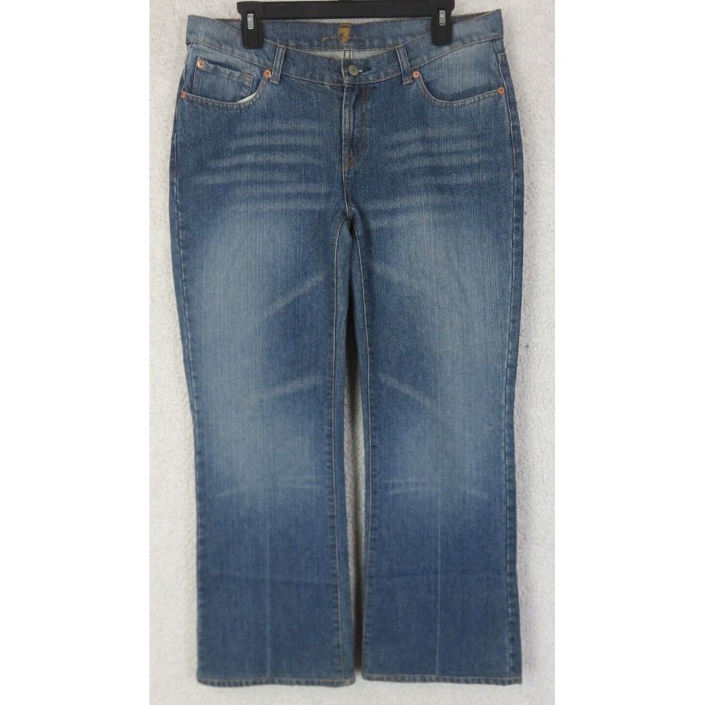 Womens 7FAM 7 For All Mankind Jeans Bootcut‎ Cotton Blend Blue Size 32x30 Dahon